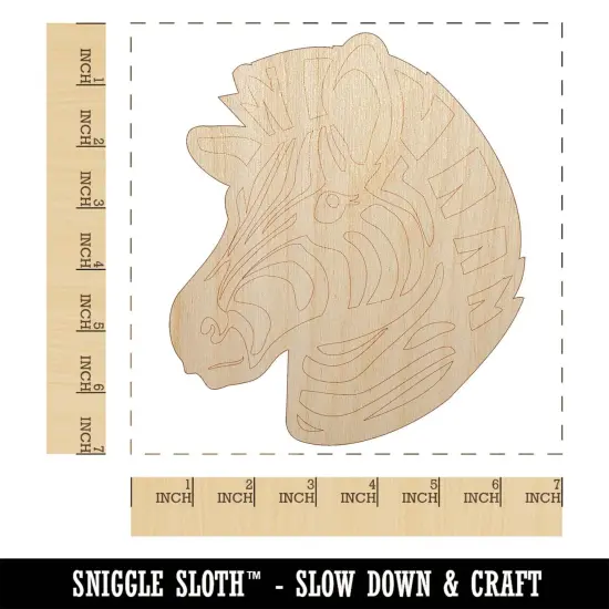 Striped Zebra Head Unfinished Wood Shape Piece Cutout for DIY Craft Projects {1}