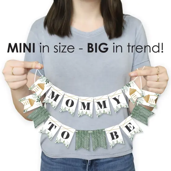 Big Dot of Happiness Boho Botanical Baby - Greenery Baby Shower Mini Pennant Banner - Mommy To Be {4}