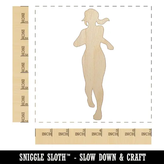 Running Woman Fitness Exercise Marathon Workout Jogging Track and Field Unfinished Wood Shape Piece Cutout for DIY Craft Projects {1}