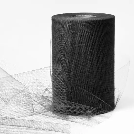 Decorative Matte Tulle Spool of 6 inch X 100 yards Black {3}