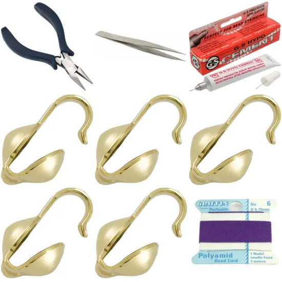 Bead Tip Kit - Pliers, Tweezers, Cement, 5 Bead Tips & Amethyst Bead Cord #6 {1}
