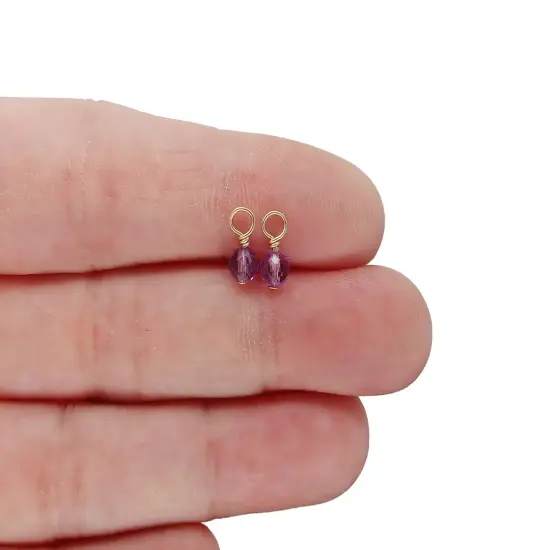 Tiny Amethyst Charms with 14K Gold-Filled Wire, 2 pieces, Adorabilities {3}
