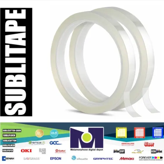 CLEAR Heat resistant Tape sublimation Press Transfer Thermal 2 Rolls 4mmx30m SUBLITAPE {1}