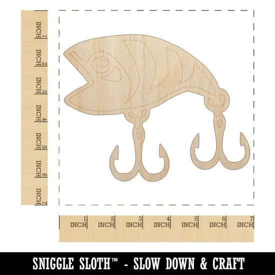 Plug Crankbait Fishing Lure Bait Hooks Unfinished Wood Shape Piece Cutout for DIY Craft Projects {1}