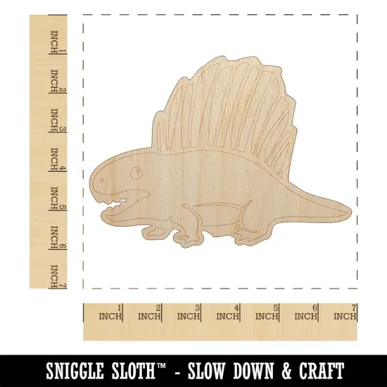 Wary Dimetrodon Dinosaur with Dorsal Sail Fin Unfinished Wood Shape Piece Cutout for DIY Craft Projects {1}