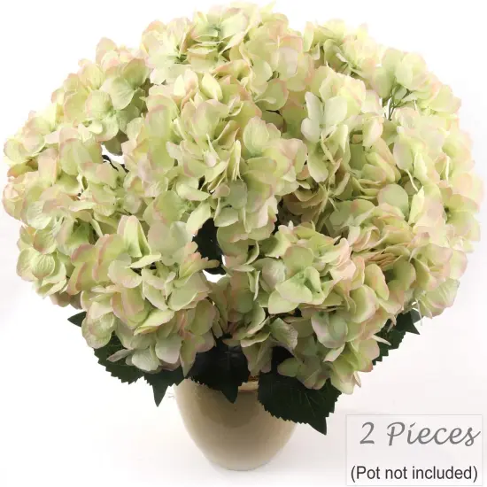 Blooming Bliss: 20" UV Resistant Artificial Silk Green Hydrangea Bush with 14 Sprays - Create a Lush Atmosphere for Your Garden Party and Summer Celebrations, Rain or Shine, Floral Home by Artificial Flowers {5}
