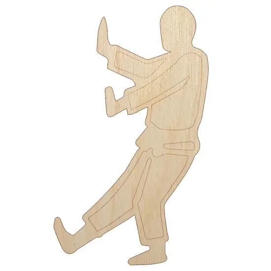 Kung Fu Martial Arts Tai Chi Stance Karate Gi Unfinished Wood Shape Piece Cutout for DIY Craft Projects {7}