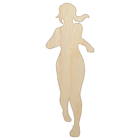 Running Woman Fitness Exercise Marathon Workout Jogging Track and Field Unfinished Wood Shape Piece Cutout for DIY Craft Projects {7}