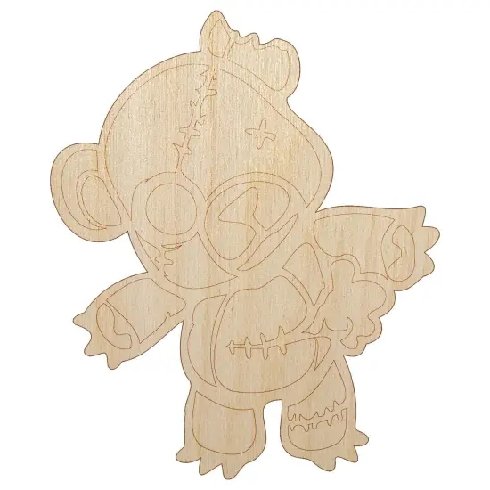 Creepy Spooky Stitched Teddy Bear Horror Unfinished Wood Shape Piece Cutout for DIY Craft Projects {2}
