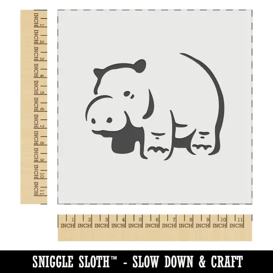 Round Standing Hippopatomus Wall Cookie DIY Craft Reusable Stencil {1}