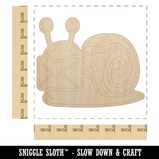Cute Snail with Mail Gastropod Unfinished Wood Shape Piece Cutout for DIY Craft Projects {1}