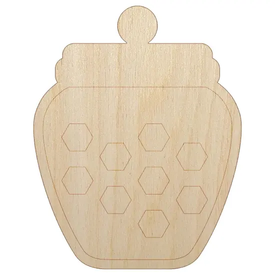 Honey Jar with Honeycomb Unfinished Wood Shape Piece Cutout for DIY Craft Projects {7}