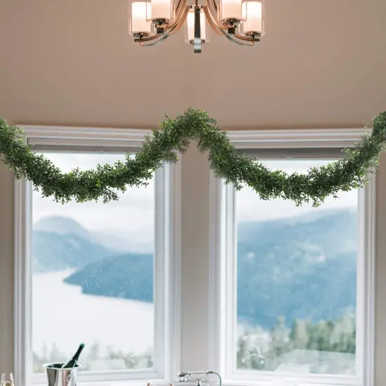 9-Foot Artificial Boxwood Leaf Garland - Add a touch of nature to your home decor {5}
