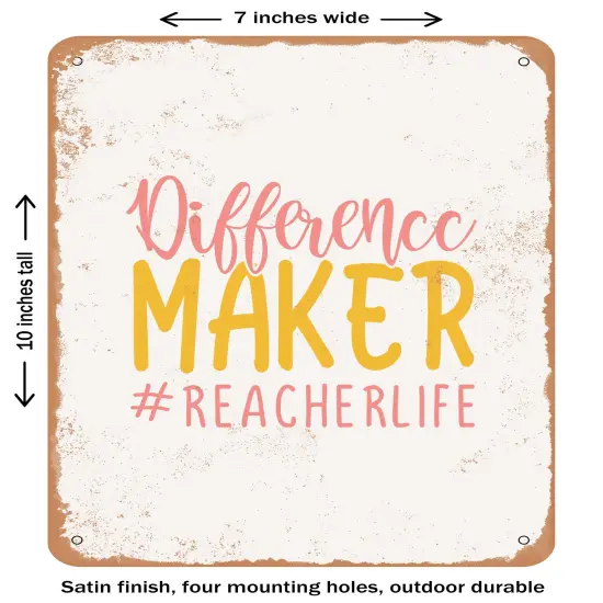 DECORATIVE METAL SIGN - Difference Maker #reacherlife- Vintage Rusty Look {2}