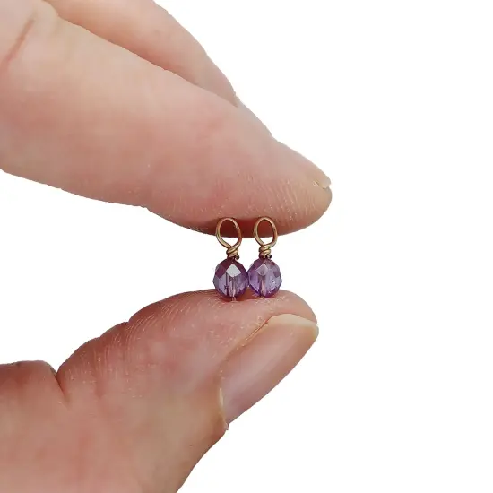Tiny Amethyst Charms with 14K Gold-Filled Wire, 2 pieces, Adorabilities {1}
