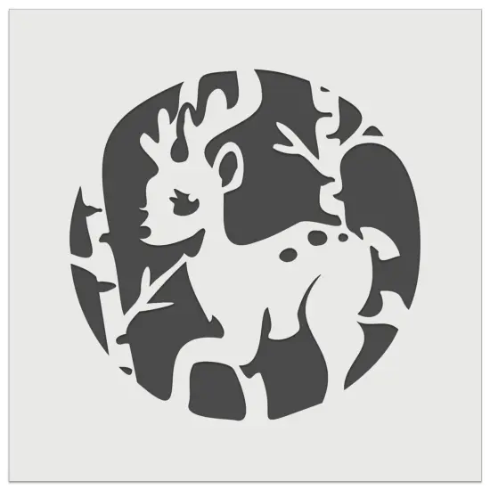 Reindeer in Birch Forest with Trees Wall Cookie DIY Craft Reusable Stencil {7}