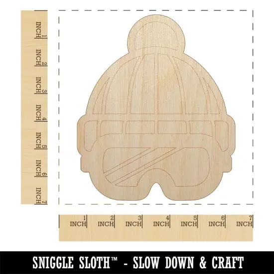 Snowboard Ski Goggles with Beanie Hat Winter Unfinished Wood Shape Piece Cutout for DIY Craft Projects {1}