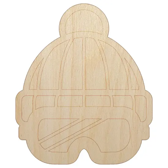 Snowboard Ski Goggles with Beanie Hat Winter Unfinished Wood Shape Piece Cutout for DIY Craft Projects {7}