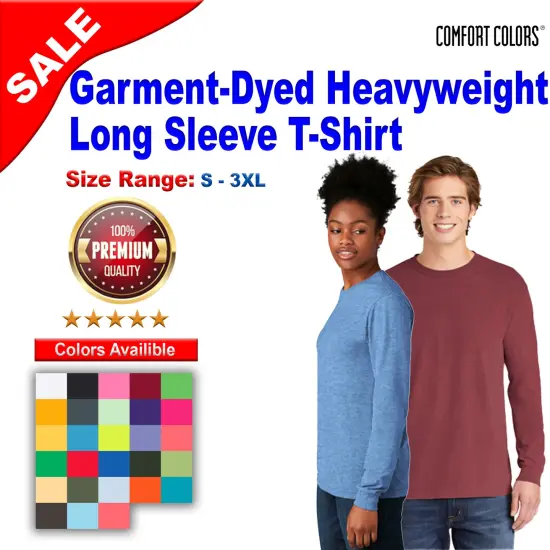 Comfort Colors&reg; Garment-Dyed Heavyweight Crewneck Long Sleeve T-Shirt Light Green {2}