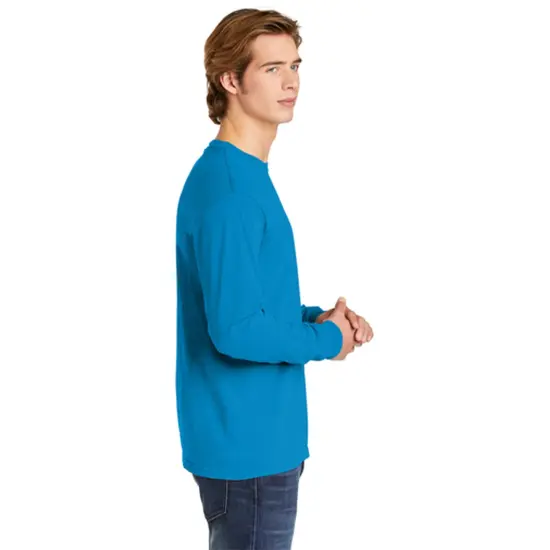 Comfort Colors&reg; Garment-Dyed Heavyweight Crewneck Long Sleeve T-Shirt Ice Blue {6}