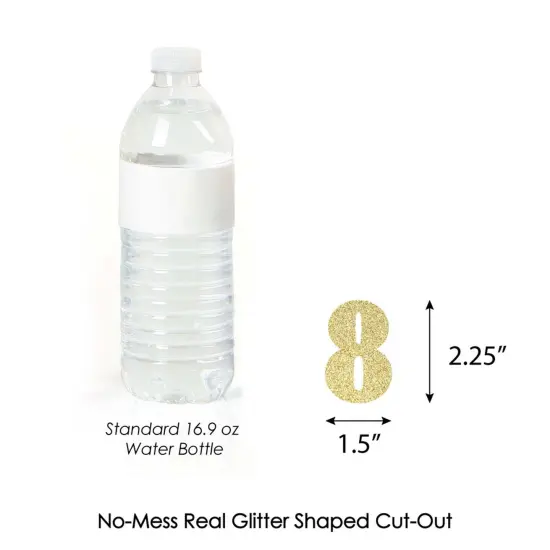 Big Dot of Happiness Gold Glitter 8 - No-Mess Real Gold Glitter Cut-Out Numbers - 8th Birthday Party Confetti - Set of 24 {4}