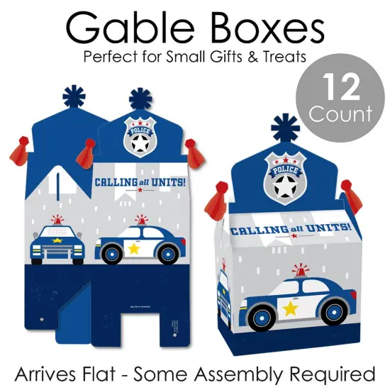 Big Dot of Happiness Calling All Units - Police - Treat Box Party Favors - Cop Birthday Party or Baby Shower Goodie Gable Boxes - Set of 12 {7}