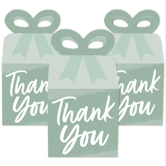 Big Dot of Happiness Sage Green Elegantly Simple - Square Favor Gift Boxes - Guest Party Favors Bow Boxes - Set of 12 {3}