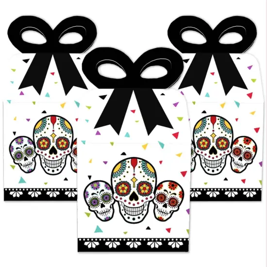 Big Dot of Happiness Day of the Dead - Square Favor Gift Boxes - Sugar Skull Party Bow Boxes - Set of 12 {3}