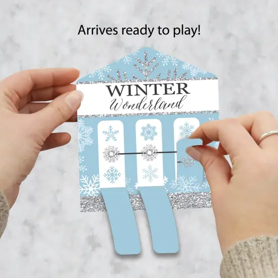 Big Dot of Happiness Winter Wonderland - Snowflake Holiday Party and Winter Wedding Game Pickle Cards - Pull Tabs 3-in-a-Row - Set of 12 {3}