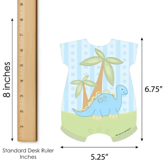 Big Dot of Happiness Baby Boy Dinosaur - Picture Bingo Cards and Markers - Baby Shower Shaped Bingo Game - Set of 18 {6}