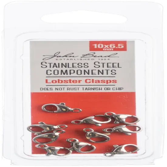 John Bead Stainless Steel Lobster Clasp 10/Pkg-10x6.5mm {1}