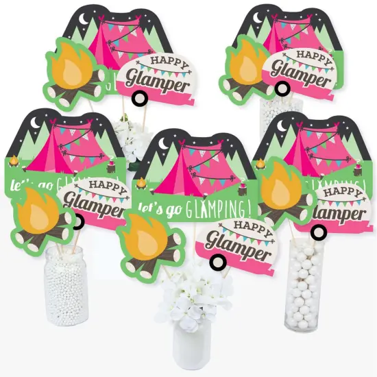 Big Dot of Happiness Let's Go Glamping - Camp Glamp Party or Birthday Party Centerpiece Sticks - Table Toppers - Set of 15 {3}