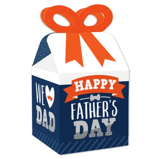Big Dot of Happiness Happy Father's Day - Square Favor Gift Boxes - We Love Dad Party Bow Boxes - 12 Ct {1}