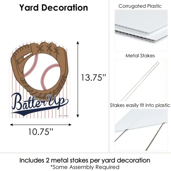 Big Dot of Happiness Batter Up - Baseball - Outdoor Lawn Sign - Baby Shower or Birthday Party Yard Sign - 1 Piece {7}