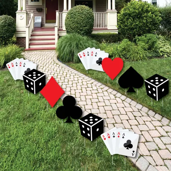Big Dot of Happiness Las Vegas - Card Suits and Dice Lawn Decorations - Outdoor Casino Themed Yard Decorations - 10 Piece {1}