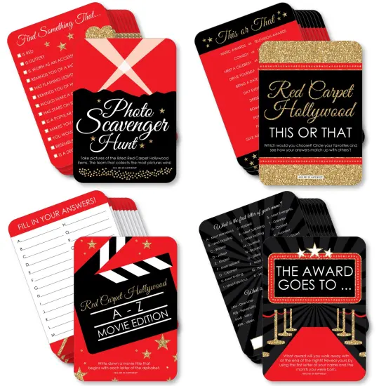 Big Dot of Happiness Red Carpet - 4 Movie Night Party Games - 10 Cards Each - Gamerific Bundle {1}