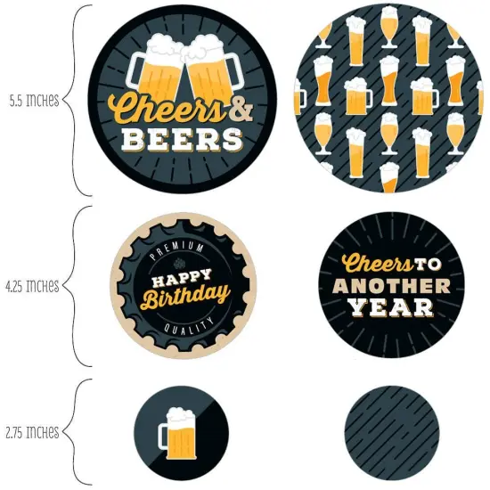 Big Dot of Happiness Cheers and Beers Happy Birthday - Birthday Party Giant Circle Confetti - Party Decorations - Large Confetti 27 Count {3}