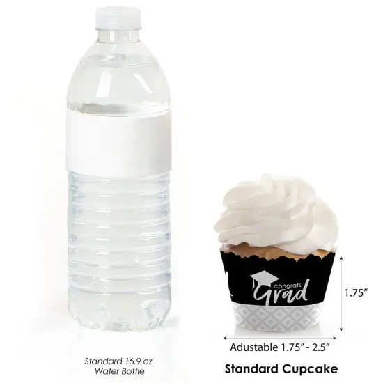 Big Dot of Happiness Black and White Graduation Party Decorations - Party Cupcake Wrappers - Set of 12 {4}