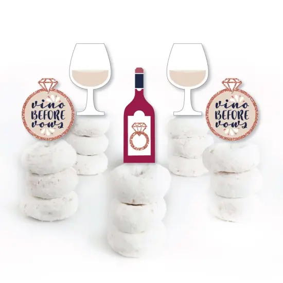 Big Dot of Happiness Vino Before Vows - Dessert Cupcake Toppers - Winery Bridal Shower or Bachelorette Party Clear Treat Picks - Set of 24 {3}