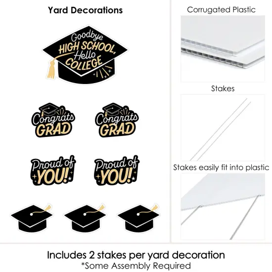 Big Dot of Happiness Hello College Outdoor Decorations - Graduation Yard Signs - Set of 8 {6}