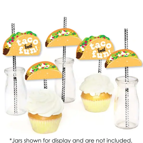 Big Dot of Happiness Taco 'Bout Fun - Paper Straw Decor - Fiesta Striped Decorative Straws - Set of 24 {6}