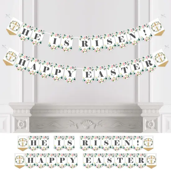 Big Dot of Happiness Religious Easter - Christian Holiday Party Bunting Banner - Party Decorations - He Is Risen Happy Easter {1}