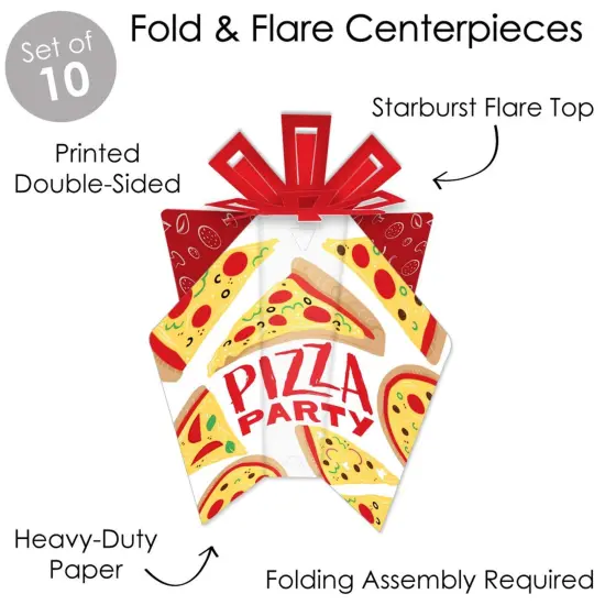 Big Dot of Happiness Pizza Party Time - Table Decorations - Baby Shower or Birthday Party Fold and Flare Centerpieces - 10 Count {4}