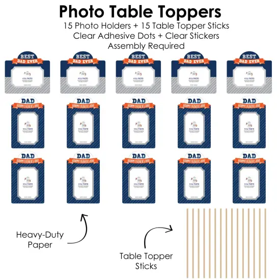 Big Dot of Happiness Happy Father's Day - We Love Dad Party Picture Centerpiece Sticks - Photo Table Toppers - 15 Pieces {6}