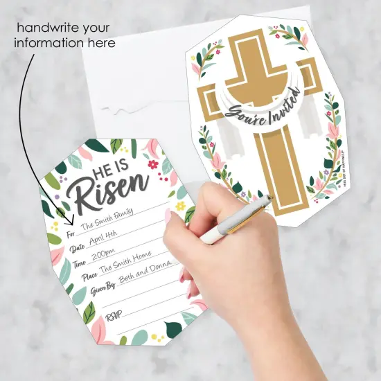 Big Dot of Happiness Religious Easter - Shaped Fill-In Invitations - Christian Holiday Party Invitation Cards with Envelopes - Set of 12 {3}