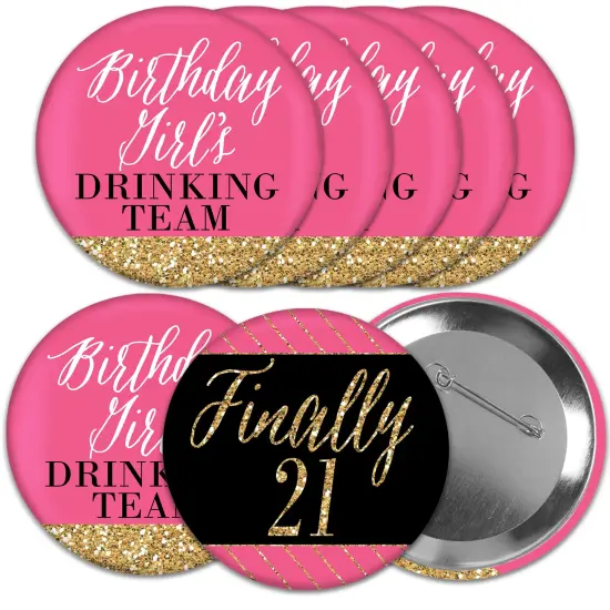 Big Dot of Happiness Finally 21 Girl - 3 inch 21st Birthday Party Badge - Pinback Buttons - Set of 8 {1}