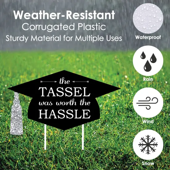 Big Dot of Happiness Silver Graduation Lawn Decorations - 10 Piece {6}