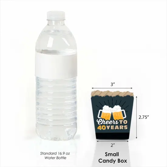 Big Dot of Happiness Cheers and Beers to 40 Years - Party Mini Favor Boxes - 40th Birthday Party Treat Candy Boxes - Set of 12 {3}