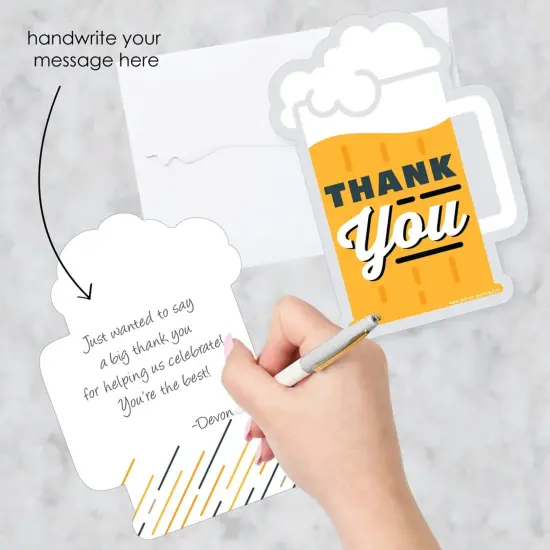 Big Dot of Happiness Cheers and Beers Happy Birthday - Shaped Thank You Cards - Birthday Party Thank You Note Cards with Envelopes - Set of 12 {3}