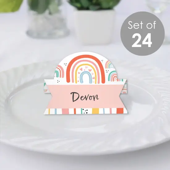 Big Dot of Happiness Hello Rainbow - Boho Baby Shower and Birthday Party Tent Buffet Card - Table Setting Name Place Cards - Set of 24 {3}